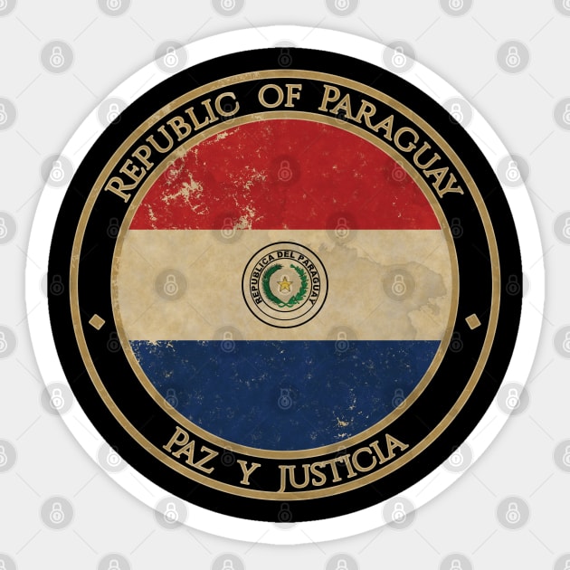 Vintage Republic of Paraguay USA South America United States Flag Sticker by DragonXX